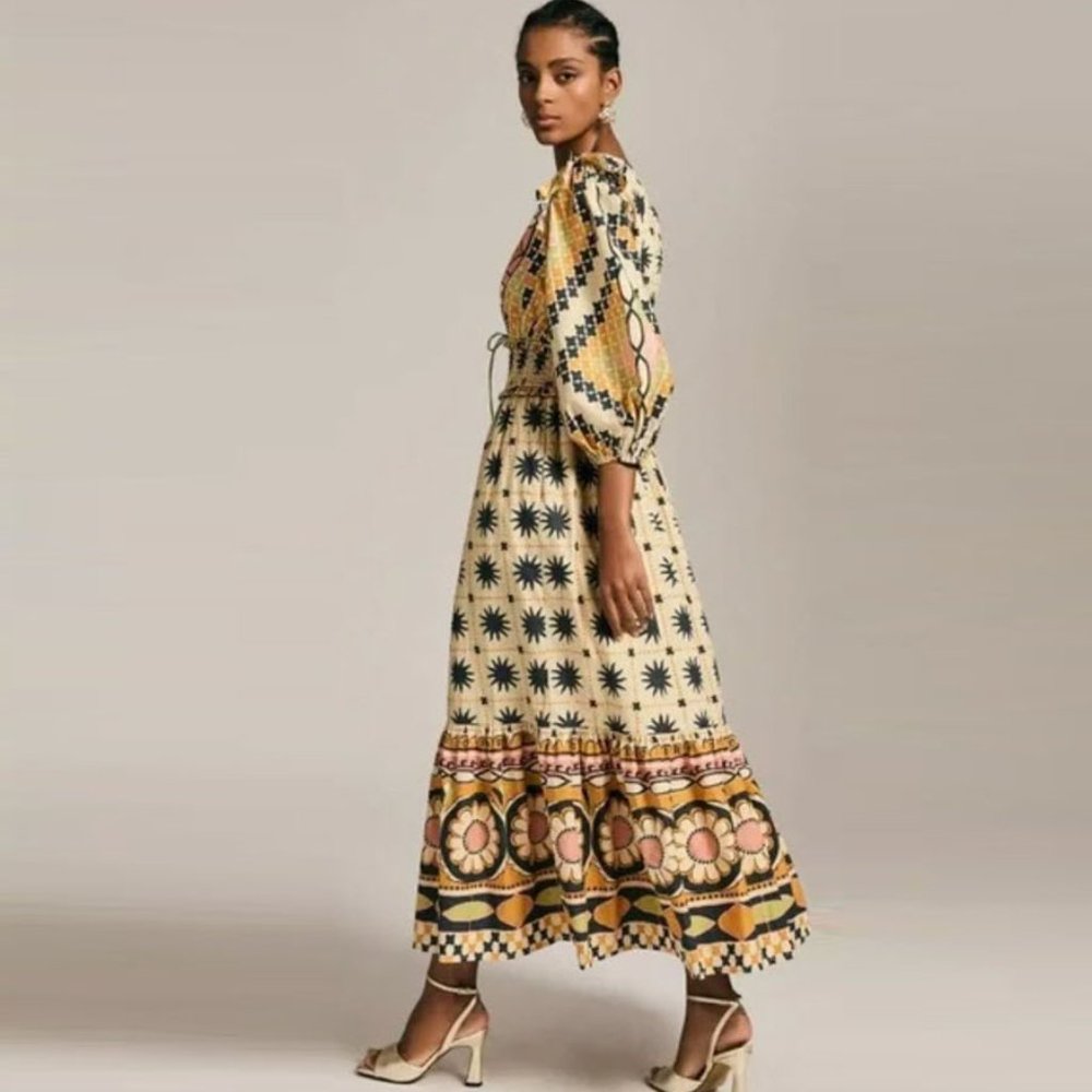 Farm Rio Natural Tropical Sunshine V-neck Maxi Dress - Picture 2 of 15